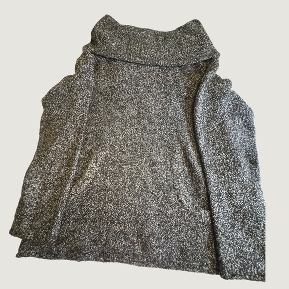 Jones New York Signature Sweaters - Jones New York Signature Cowl Neck Boucle Sweater Black White Marled Pullover M